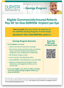 DURYSTA® Patient Savings Program Flashcard